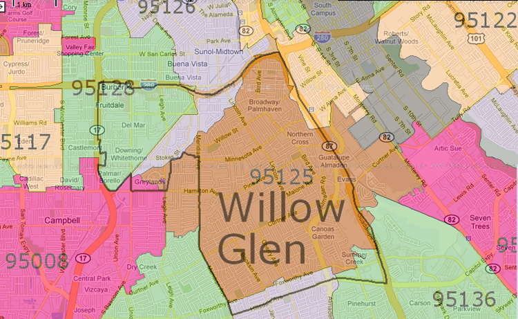 Homes For Sale Willow Glen Willow Glen Map